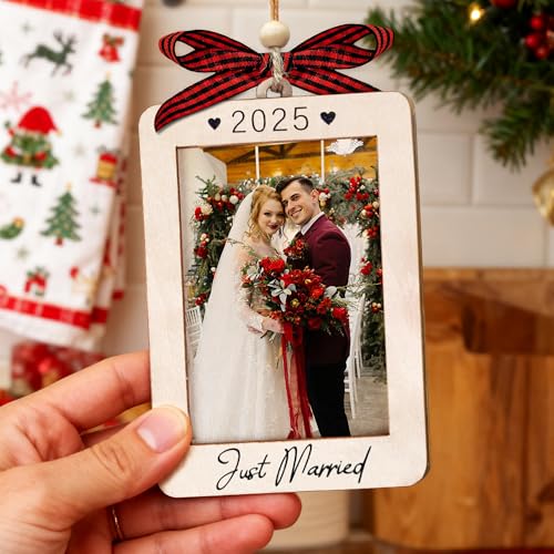 Christmas Ornament Picture Frame - Wooden Landscape Photo Frame for Tree U75225