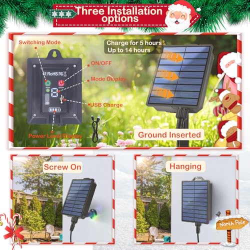 Solar Candy Cane Lights, 12 Pack Waterproof Outdoor Decorations L413