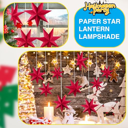 7 Pack 3D Hanging Paper Star Lanterns for Christmas Party Home Decor T9849