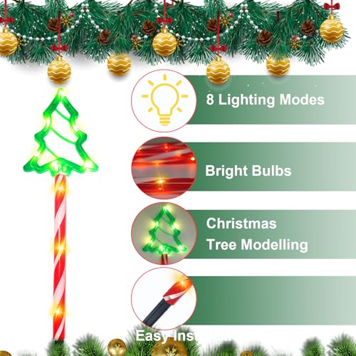 Solar Christmas Pathway Lights, 8 Modes Waterproof LED Garden Stake Lights, 6 Pack G829