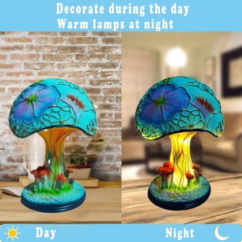 Mushroom Table Lamp, Bohemian Resin Decorative Night Light for Bedroom Living Room G5963