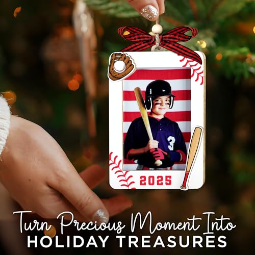 Christmas Ornament Picture Frame - Wooden Landscape Photo Frame for Tree U75225