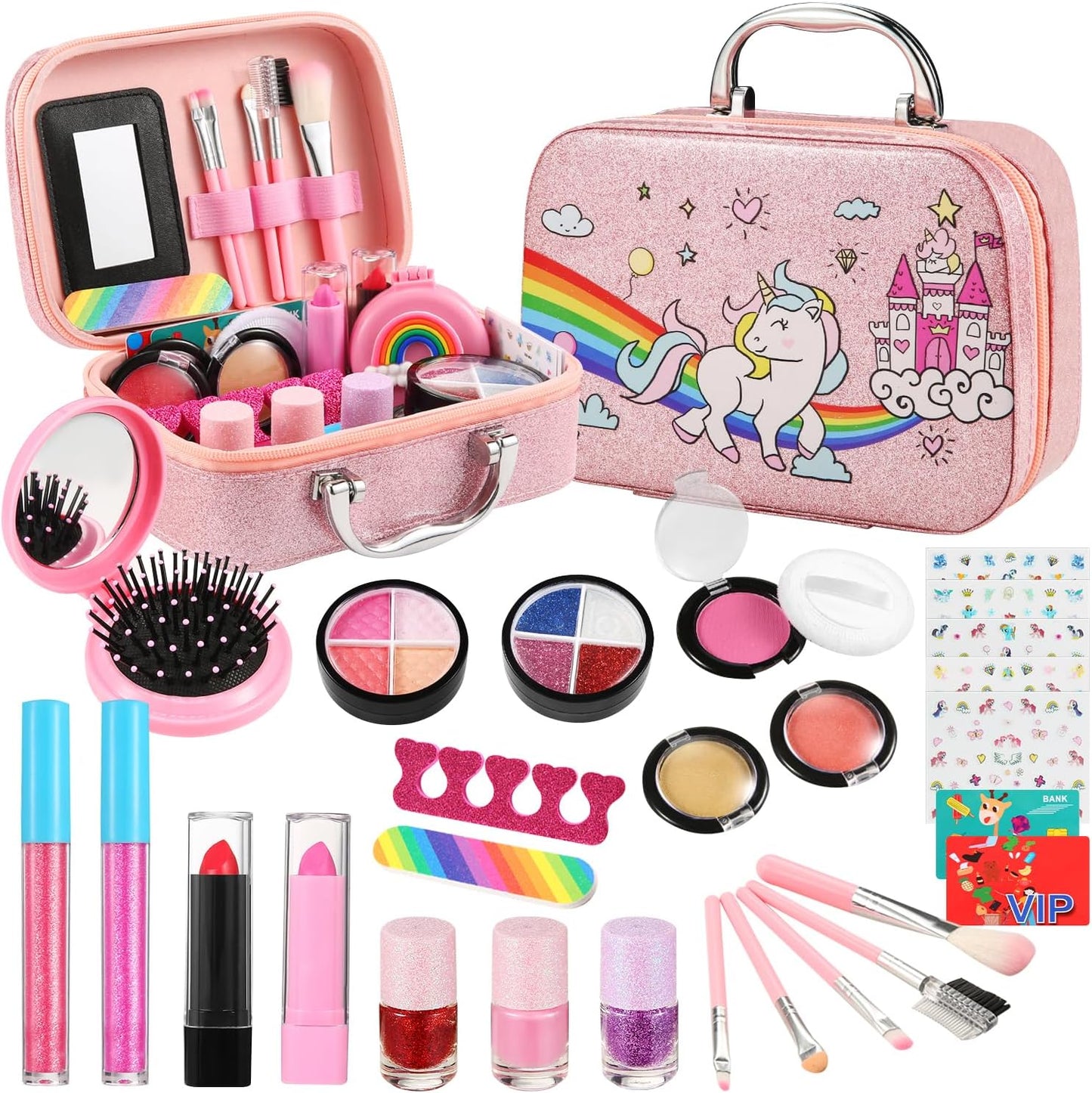 Kids Makeup Kit for Girl, Real Washable Kids Makeup Toy Kit, Little Girls Makeup Toy, Toddler Make up Set & Non-Toxic Cosmetic Set Age 3-12Year Olds Child Birthday Gift