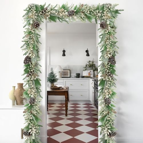 6.6 ft Christmas Garland with Faux Cedar and Glitter Berry H2007