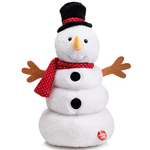 Animated Christmas Snowman Plush with LED Lights Musical Toy K182254