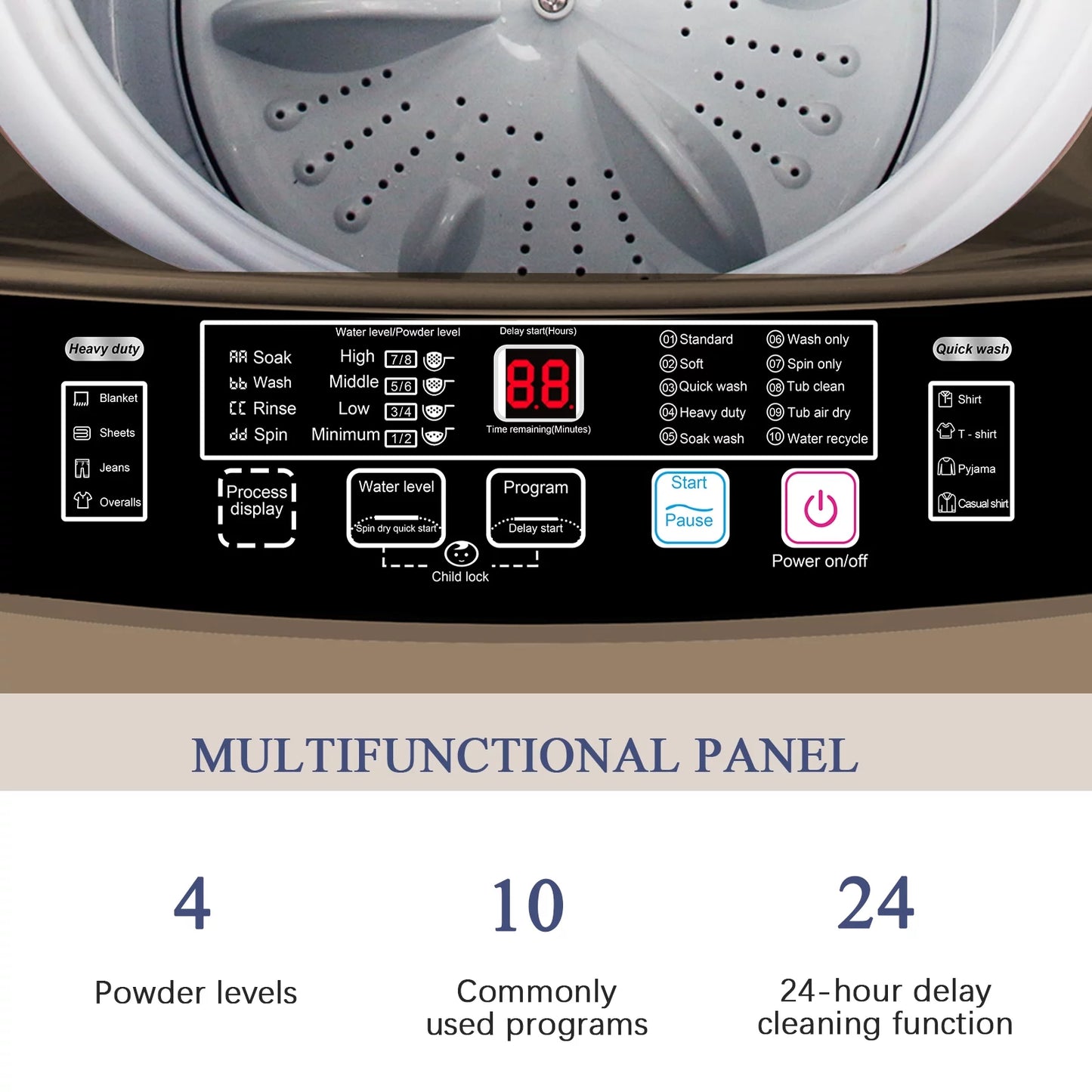 17.7 lbs Full Automatic Portable Washer with Drain Pump X8175