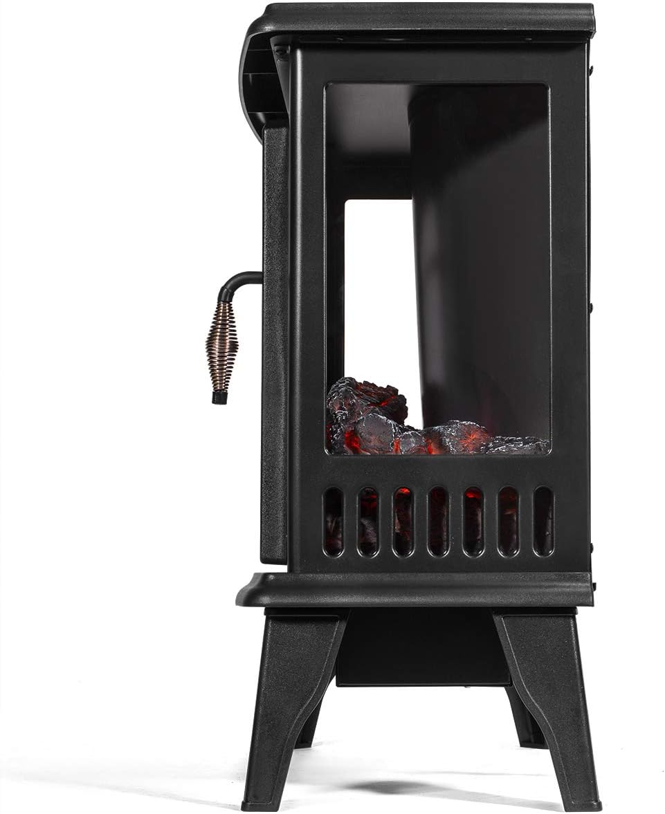 1500W Electric Fireplace Stove Heater with 3D Flame Effect, Black A7111