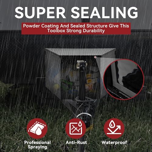 33 Inch Trailer Tongue Box, Heavy Duty Aluminum Tool Box with Lock and Keys I285284