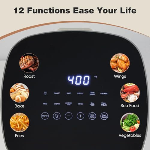 Air Fryer 6 Quart with Window, 12-in-1, 400F Grey U565