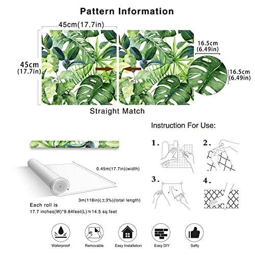 Tropical Palm Leaves Peel and Stick Wallpaper Removable H241043
