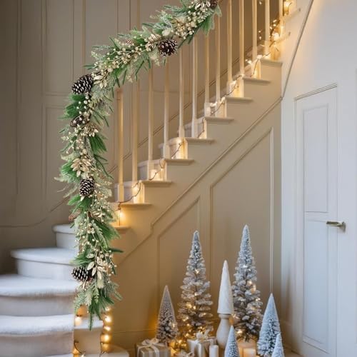 6.6 ft Christmas Garland with Faux Cedar and Glitter Berry H2007
