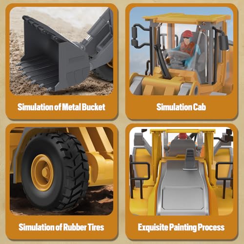 Remote Control Excavator Construction Toy for Boys, 11CH with Metal Shovel and Lights N4221