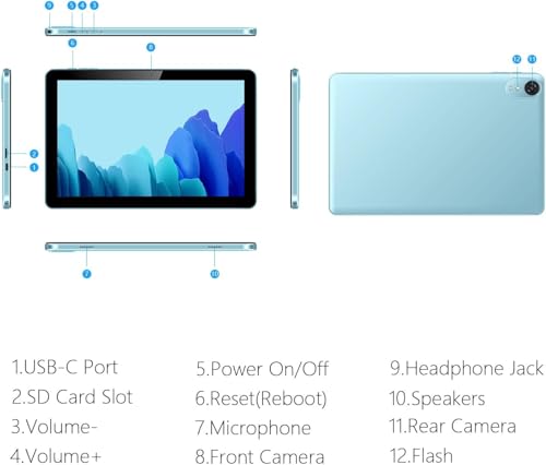 10 Inch Android Tablet with Keyboard Mouse, 6GB RAM 64GB ROM L2332