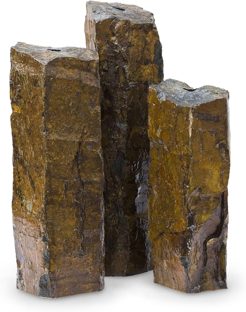 Mongolian Basalt Stone Fountain Columns, Set of 3 Y6366