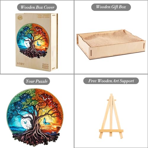 Wooden Jigsaw Puzzle for Adults, Unique Shape Tree Design, 190 Pieces L815