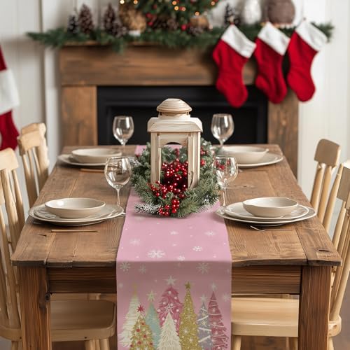 Christmas Table Runner 13x72 Inch, Red Winter Holiday Decor S612