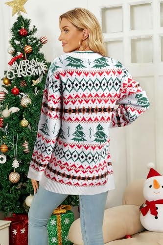Funny Christmas Cardigan for Women Open Front Knit Coat U698