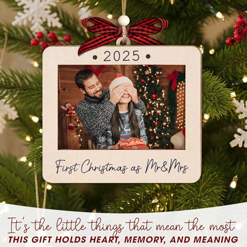 Christmas Ornament Picture Frame - Wooden Landscape Photo Frame for Tree U75225