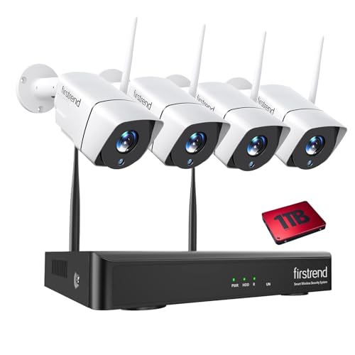 Wireless Security Cameras System, Firstrend 5MP Continuous Recording Ultra HD 8 Camera for Home Surveillance with 8CH NVR 3TB Hard Drive Night Vision Motion Detection App for Indoor Outdoor Business