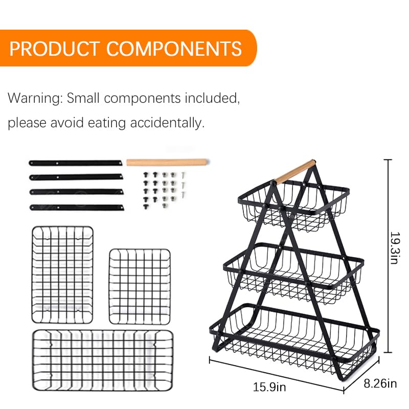 3 Tier Countertop Fruit Basket for Kitchen Storage Z1273