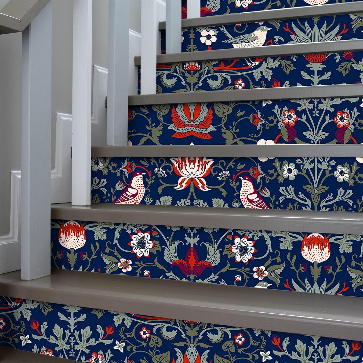 Vintage Floral Peel and Stick Wallpaper, Navy Blue, Removable G71581