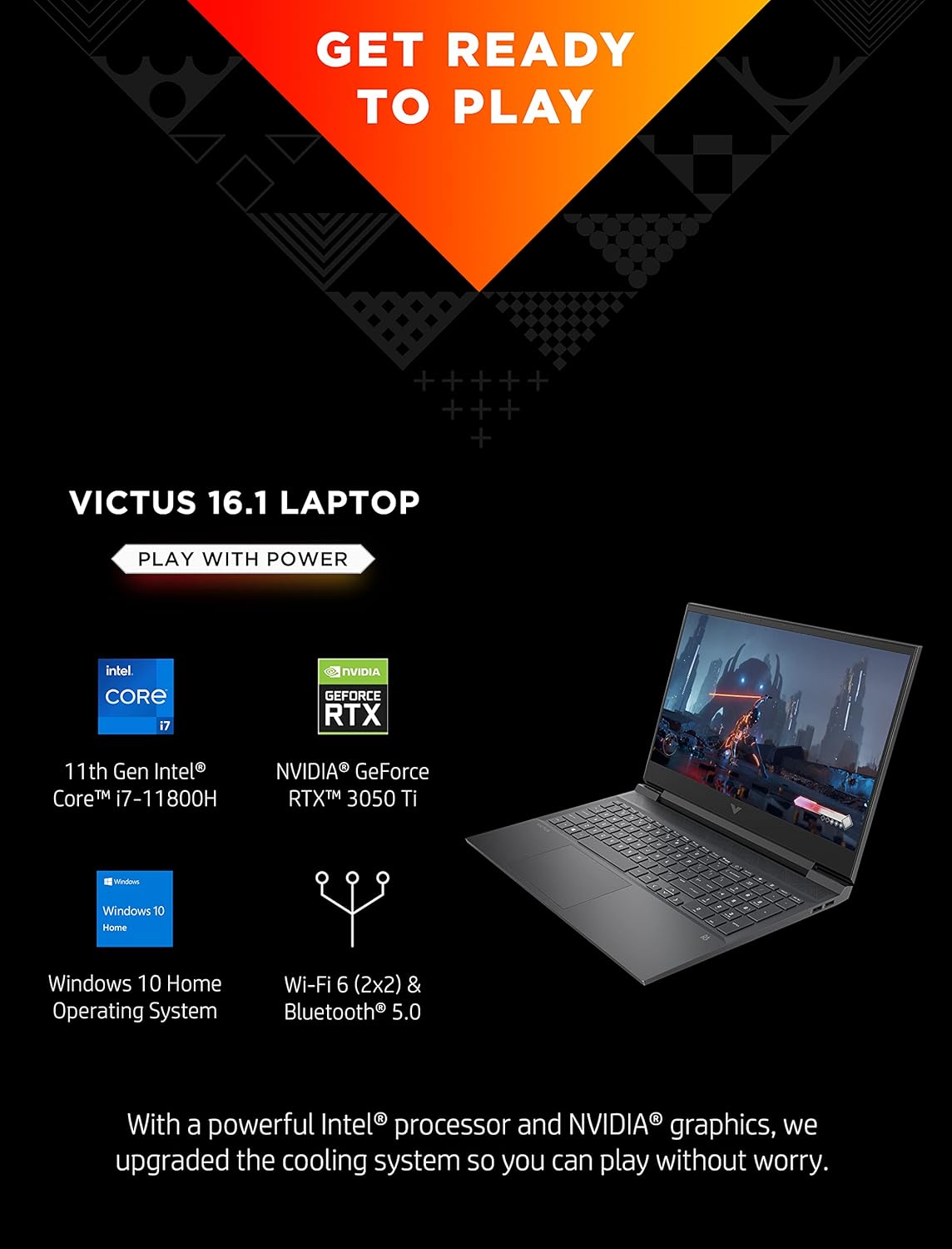 Gaming Laptop, 16-inch 144Hz Display, RTX 3050 Ti, 8GB RAM, 512GB SSD A162957