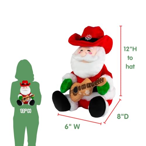 Animated Musical Singing Christmas Cowboy Plush Toy, 12 inches X703