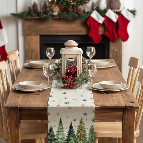 Christmas Table Runner 13x72 Inch, Red Winter Holiday Decor S612