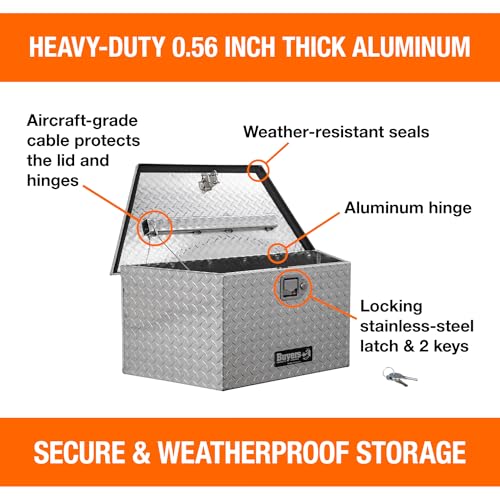 Aluminum Trailer Tongue Box, 18.3 x 16.1 x 33.4 Inch, Silver Diamond Tread Y602