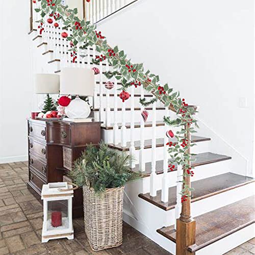 6.6 ft Christmas Garland with Faux Cedar and Glitter Berry H2007