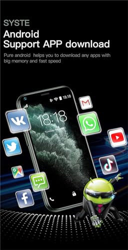 Mini Phone 2.5 Inch Unlocked 3G Smartphone for Kids, 2GB 16GB, Black E216341