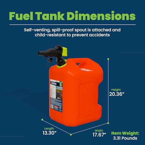 5 Gal Dual Handle Gasoline Can with Controllable Flow Nozzle S8825