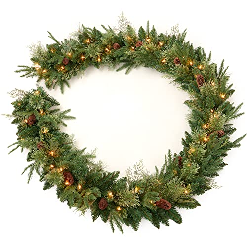 Pre-lit Christmas Garland 9ft with 50 LED Lights, Battery Operated I824