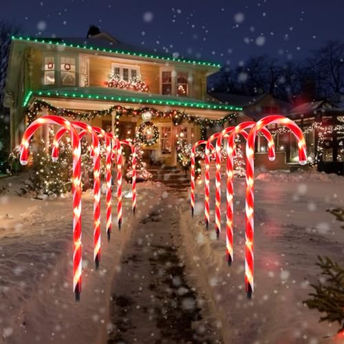 Solar Candy Cane Lights Outdoor Pathway, 8 Modes LED Christmas Decorations G8051