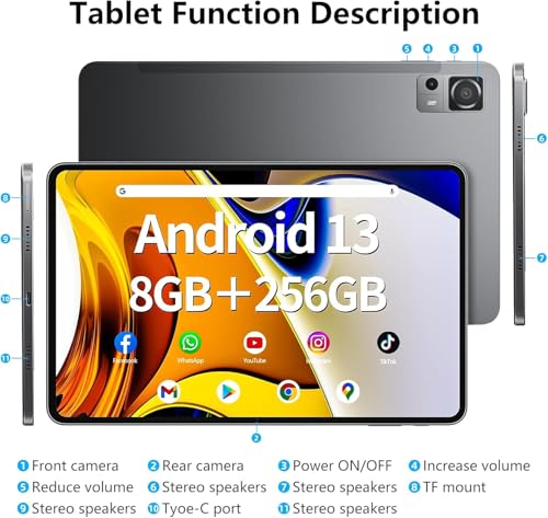 12 Inch Android Tablet with 8GB RAM, 256GB Storage O38539