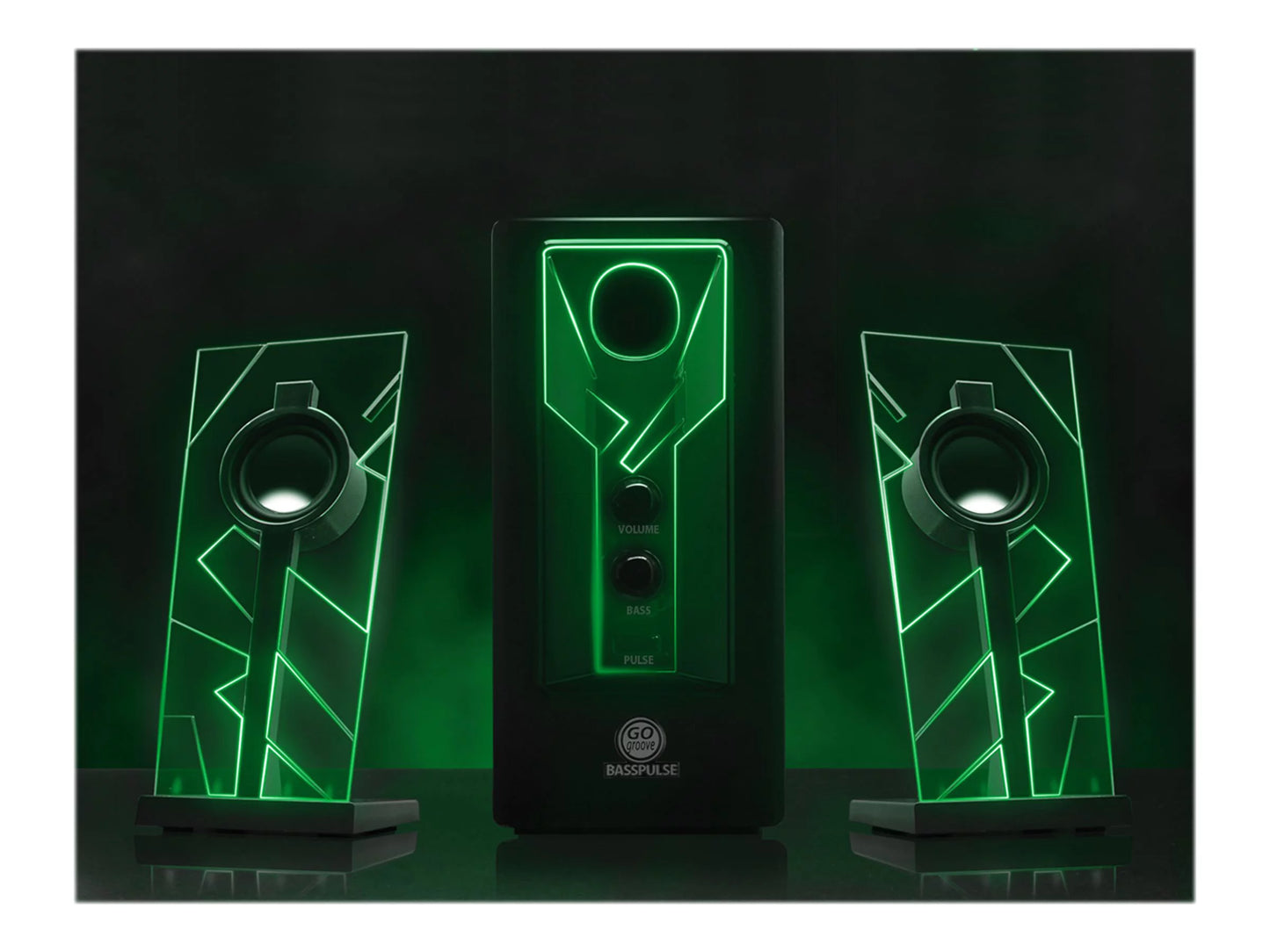 Computer Speakers with Stereo Sound and Green LED Glow I7798