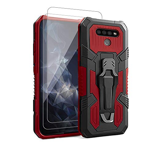 for LG K51 Phone Case,with Tempered Glass Screen Protector [2Pack] Heavy-Duty Military Grade 15ft. Drop Tested Protective Case for LG K51 -BLACK