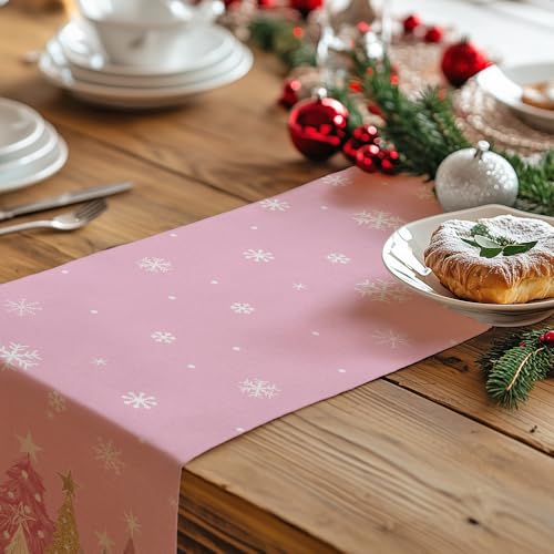 Christmas Table Runner 13x72 Inch, Red Winter Holiday Decor S612