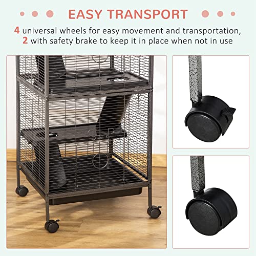 Metal Small Animal Cage with 4 Tiers and Hammock, Gray F143