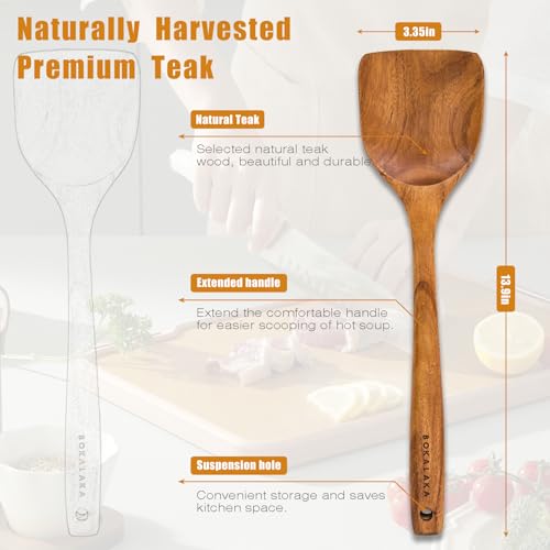 Christmas Wooden Spoons for Cooking, 10 Pcs Natural Teak Kitchen Utensils Set S557967