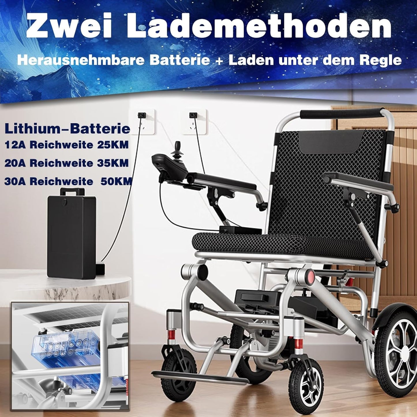 Electric Wheelchair for Adults Lightweight Foldable All Terrain K172877