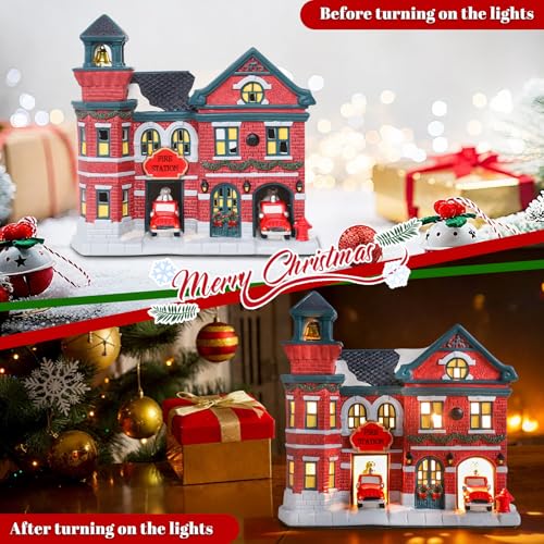 Ceramic Christmas Houses with Warm LED Light S1149
