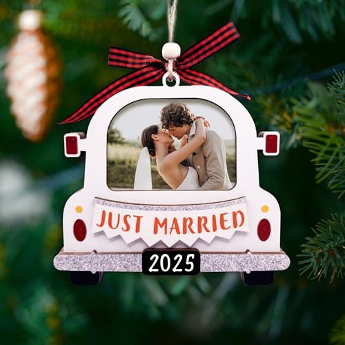 Christmas Ornament Picture Frame - Wooden Landscape Photo Frame for Tree U75225