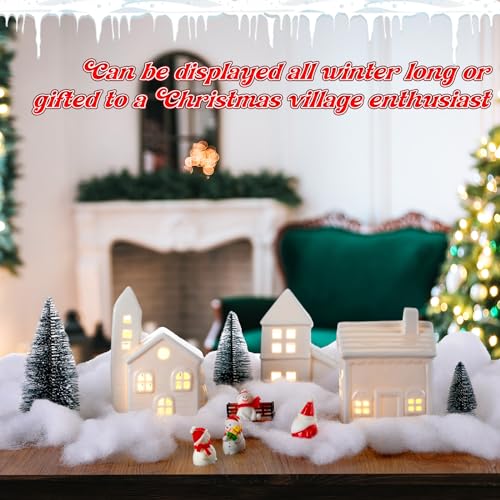 Ceramic Christmas Village Set with LED Houses and Trees N2555