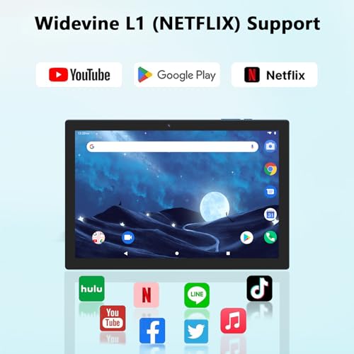 Tablet 10 Inch, 18GB RAM 128GB ROM, 2 in 1 with Keyboard Mouse Stylus K7381