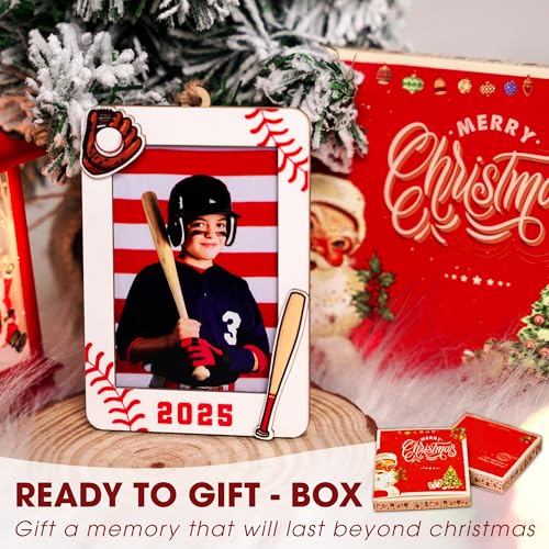 Christmas Ornament Picture Frame - Wooden Landscape Photo Frame for Tree U75225