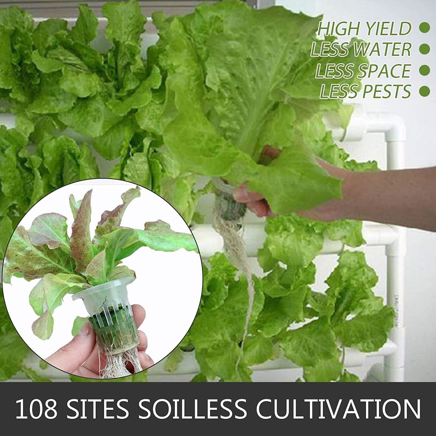 3 Layers 108 Plant Sites Hydroponic Grow Kit with 12 Pipes D6683