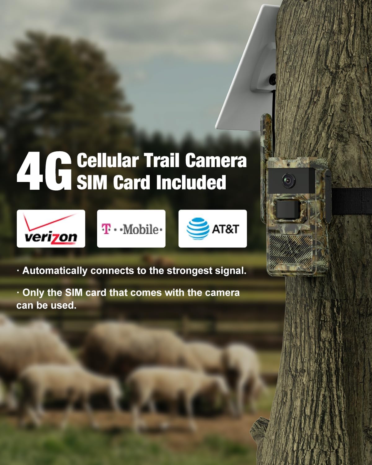 Solar Powered 4G LTE Cellular Trail Camera with 4K Live Video and App Control P87528