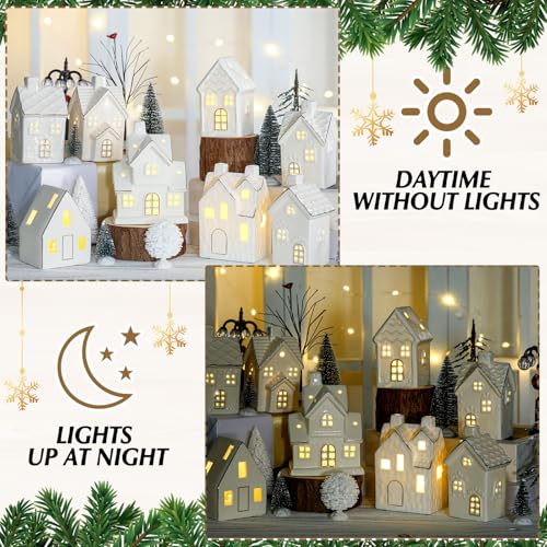 Ceramic LED Christmas Village Set with 8 Houses and 18 Trees C583