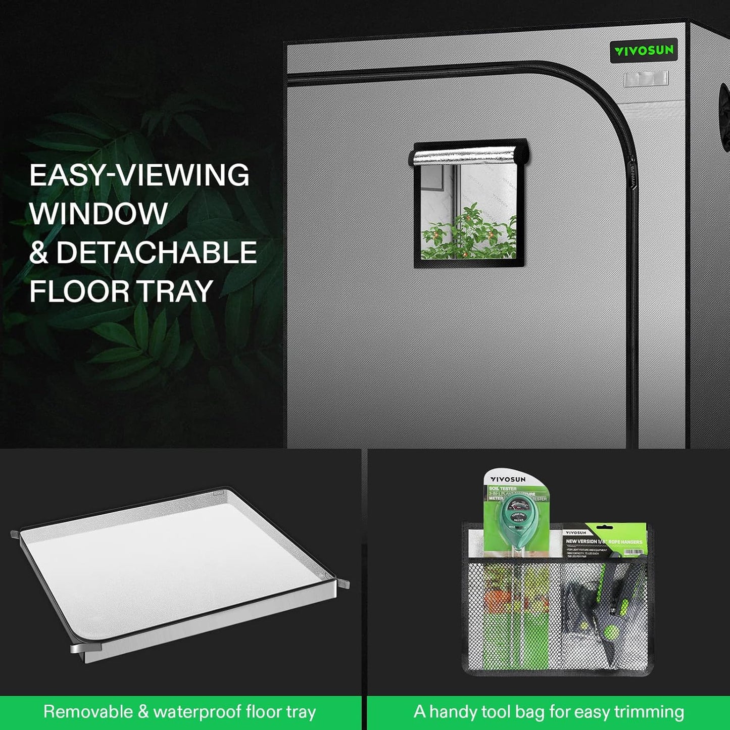 48"x24"x60" Grow Tent Kit with 100W LED Grow Light and Carbon Filter M32527